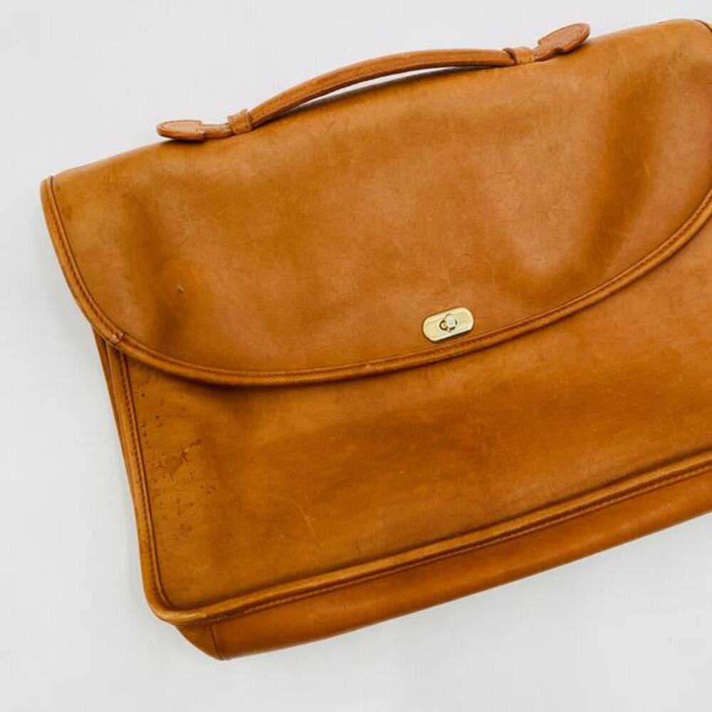 Vintage cognac leather briefcase bag